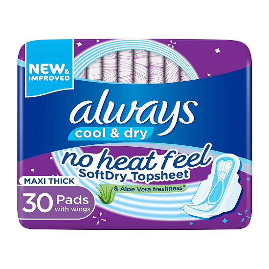ALWAYS COOL & DRY MAXI THICK PADS 30 PADS