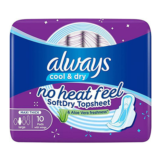 ALWAYS COOL & DRY MAXI THICK PADS 10 PADS	