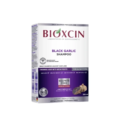 Picture of BIOXCIN BLACK GARLIC SHAMPOO FOR ALL HAIR TYPES 300 ML